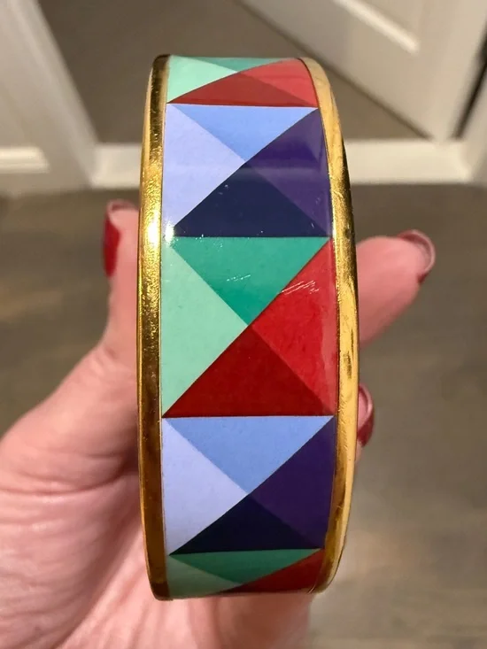 Hermes Clous En Trompe L Oeil ESP Multicolor Bangle Bracelet 65-35mm Gold Plates - Picture 11 of 12